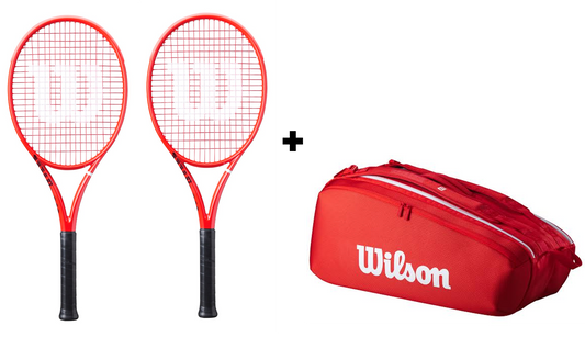 2x Wilson Defyer 98 Pro V1 + gratis Super Tour 9PK 2025 Schlägertasche